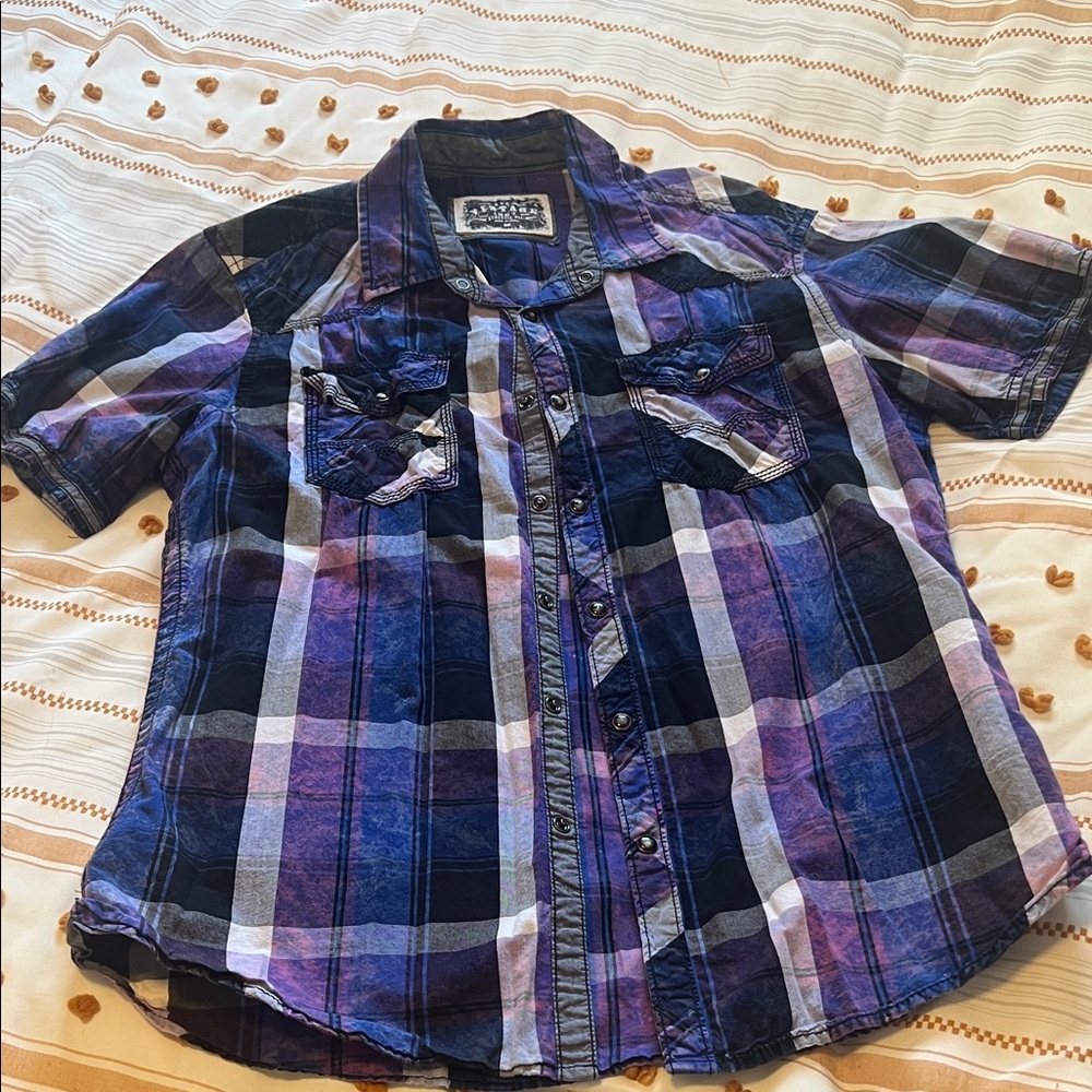 BKE Casual Plaid Shirt in Blue and Purple
